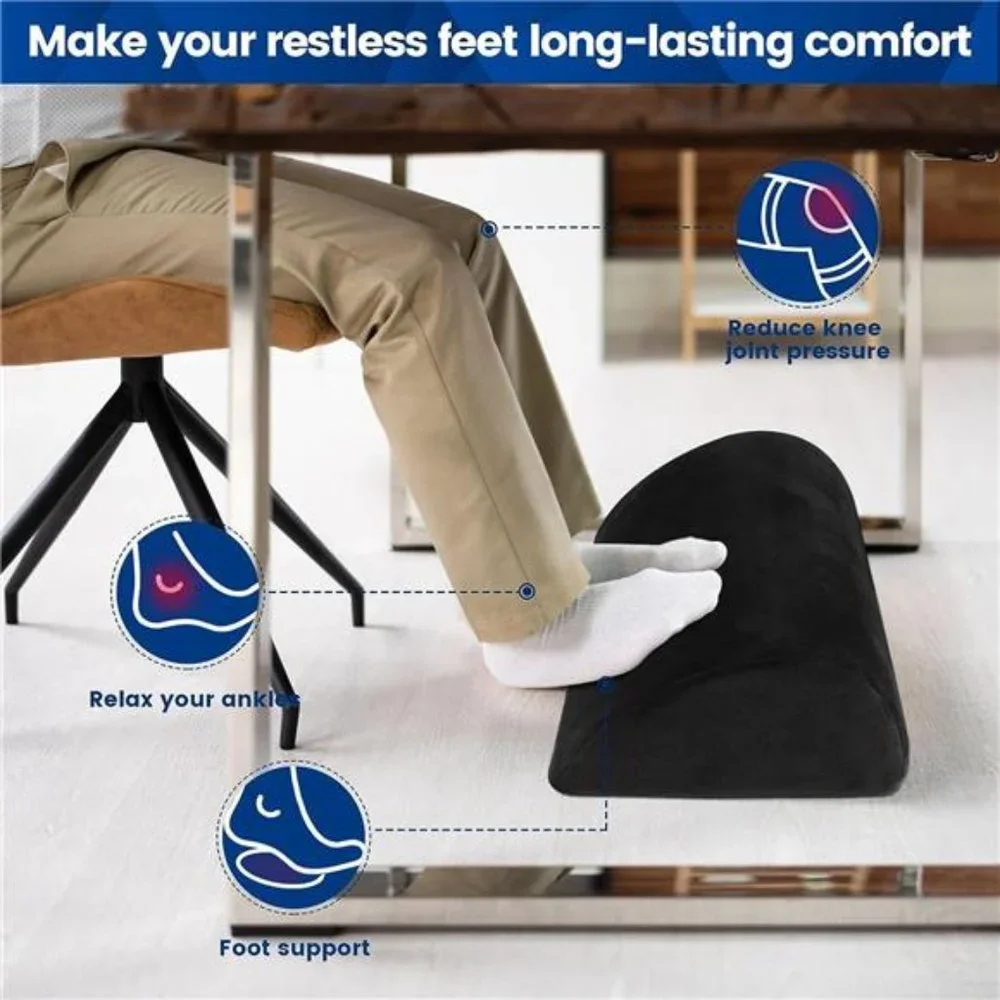 Foot Rest Pillow for Work, Office or Travel Memory Foam and Removable Cover